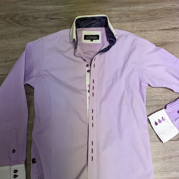 Nwot's men's tailored dress shirt, light lavender and purple cuffs, stunning, sm - Picture 3 of 8